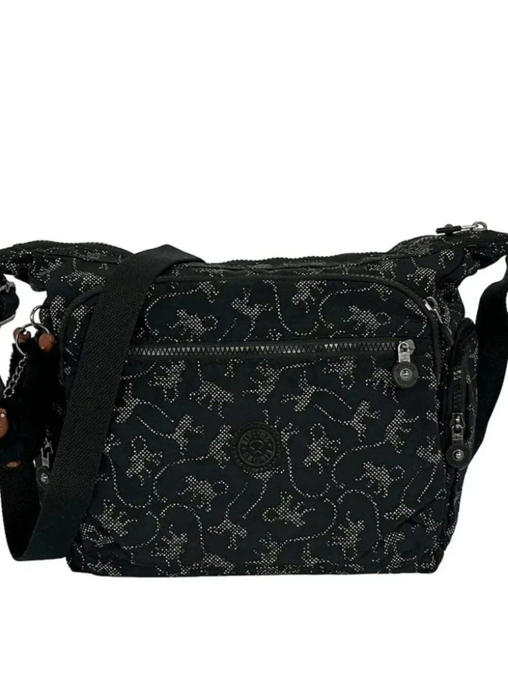 Kipling Black White Nylon Shoulder Bag